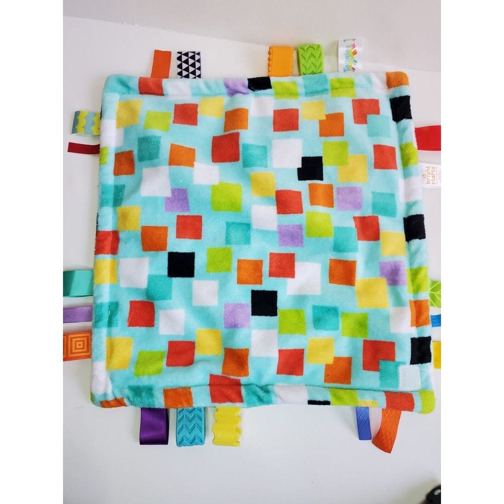 Bright Starts Taggies Baby Security‎ Blanket Plush Lovey with Square Print